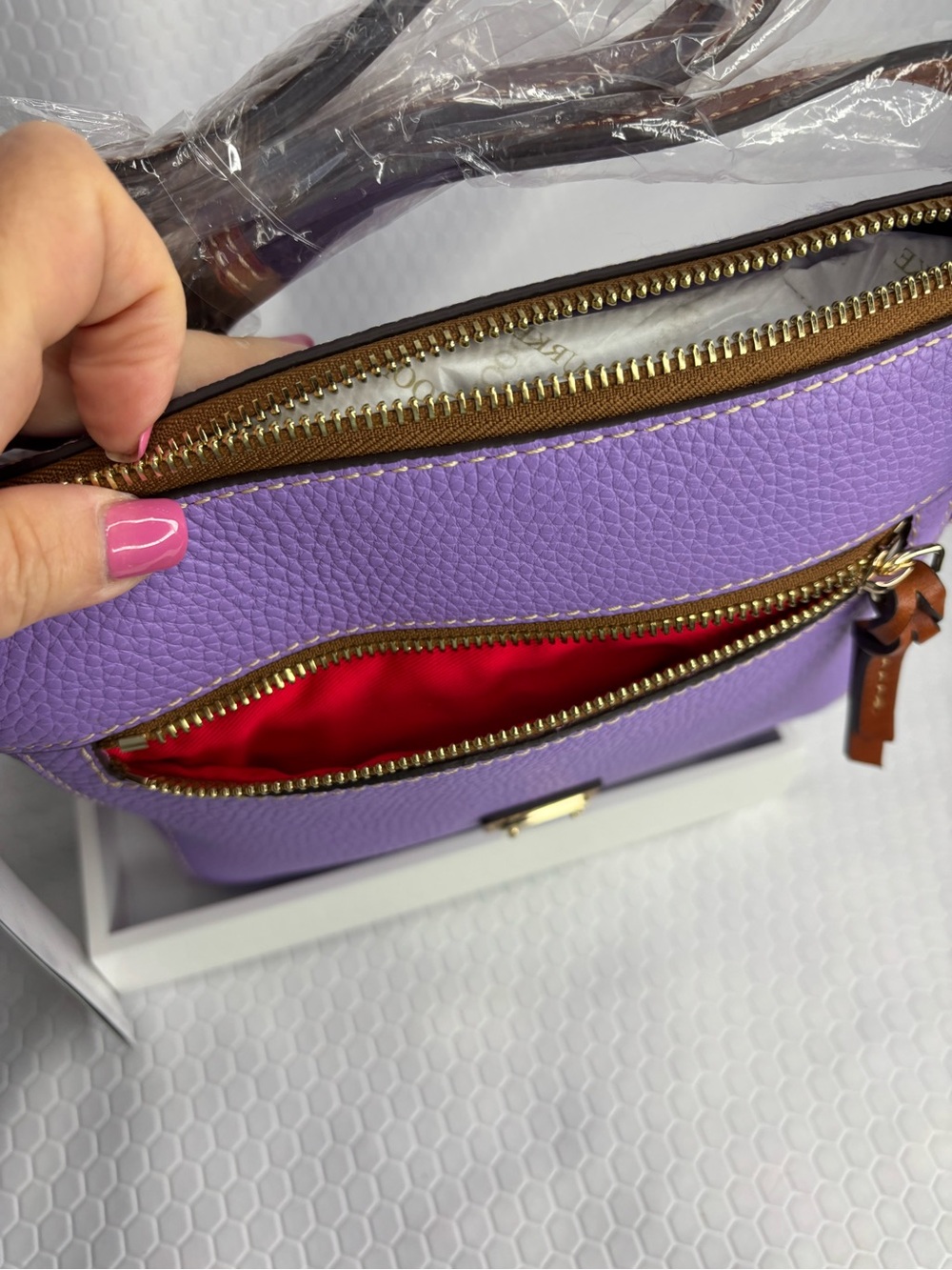 Dooney & Bourke Purple Pebble Leather Crossbody Bag NWT W Free Bag Charm - Picture 6 of 12